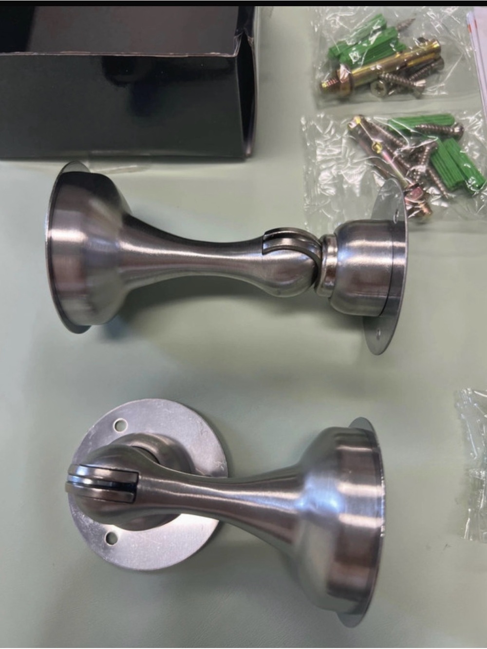 Stainless Steel Door Stop with Magnetic Catch - Brushed Nickel